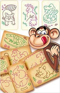 macaco entre folhas, personagem -mascote, criado para biscoitos Passatempo Nestlé